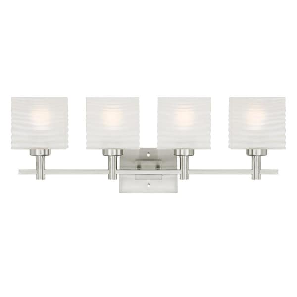 Westinghouse Four-Light Indoor Wall Fixture Alexander Brshd Nkl Ripple Wht Gls 6304100 - main